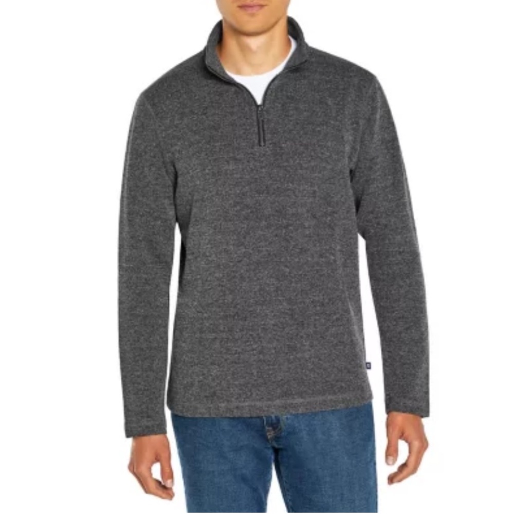 GAP Heather Black Half Zip, Ribbed Knit Pullover Sweater 3XL